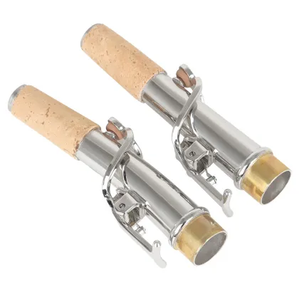 2pcs Metal Wooden Soprano Treble Saxophone Bent Straight Neck Brass Saxophone Neck Tube Set