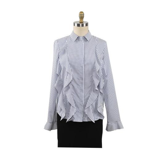 Lady herfst blouse met lange mouwen en ruches