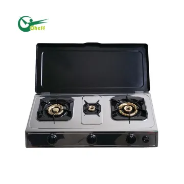 Table-top 3 Burners Gas Stove with cover