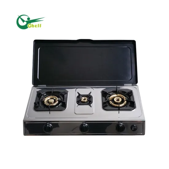 Table-top 3 Burners Gas Stove with cover