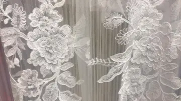 wedding design white flat polyester embroidery fabric