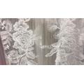 tissu de broderie en polyester plat blanc de conception de mariage