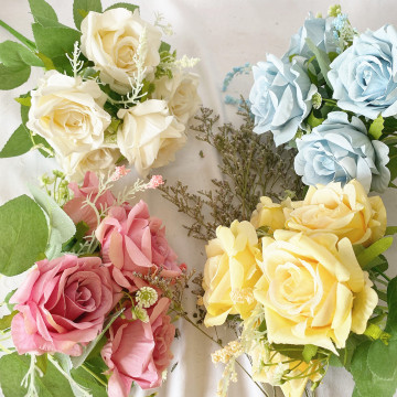 Artificial Silk Rose Bouquets for Weddings and Home Decor