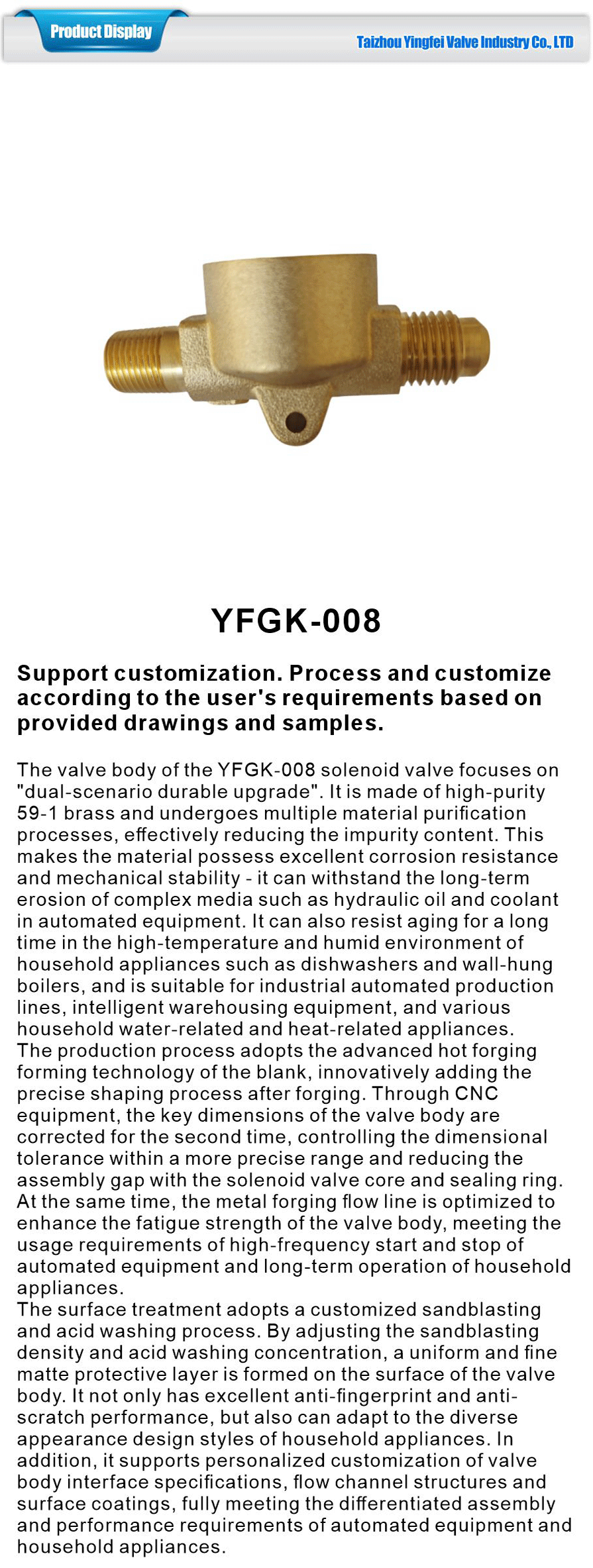 Electromagnetic valve body for household appliances-xiangqing1-YFGK-008