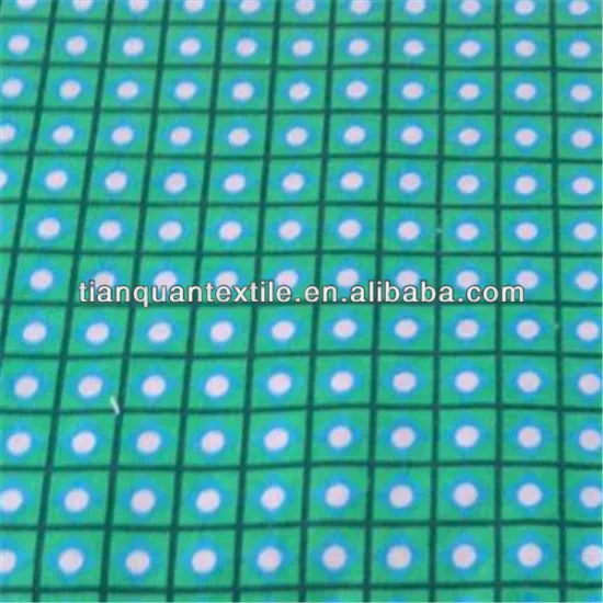 raised/brushed flannel green background white dot printed fabric TC32S*12S