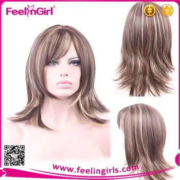 Mixed Brown Golden Sexy Women Synthetic Hair Wig