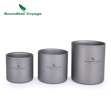 Boundless Voyage 3-in-1 Double Walled Titanium Coffee & Tea Cups - Foldable, Lightweight, Insulated Outdoor Camping Mug