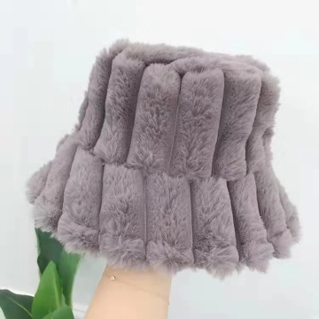 Custom Winter Round Top Fluffy Fuzzy Bucket Hat