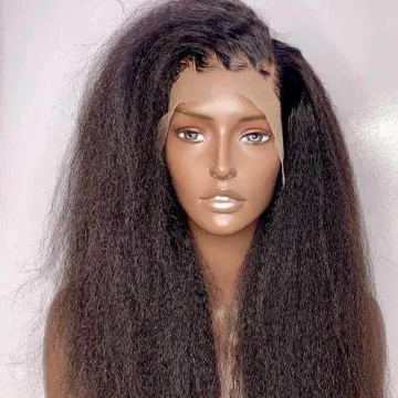 Raw Indian Virgin Yaki Kinky Straight Human Hair Transparent Lace Frontal Wig Vendor Hd Full Lace Front Wig For Black Women