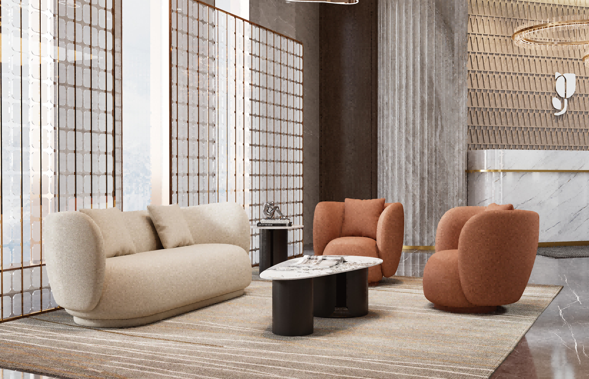 Luxury Synthetic Leather Sofa Set, Blue and Gray Couch for Office Reception Hotel Furniture Set Office Furniture