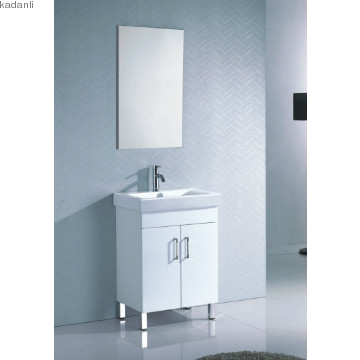 White high gloss 2 soft-closed doors MDF bathroom cabinet