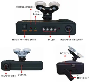 2 Inch 32gb Sdhc Car Camera Recorder With Gps And 3d G - Sensor For Car, Taxi, Trucks