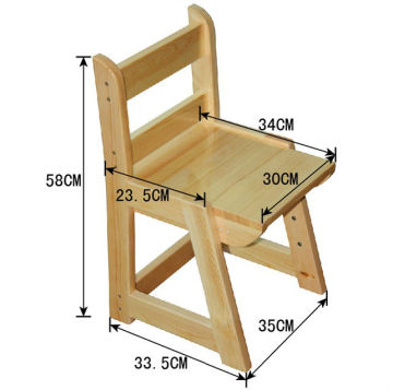 Solid pine wood chair with adjustable legs