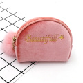 Beautiful style velvet embroidered semicircle coin purse