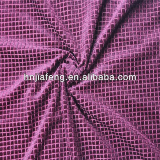 Polyester velvet fabric for sofa, bag fabric,char covering fabric,check design upholstery fabric