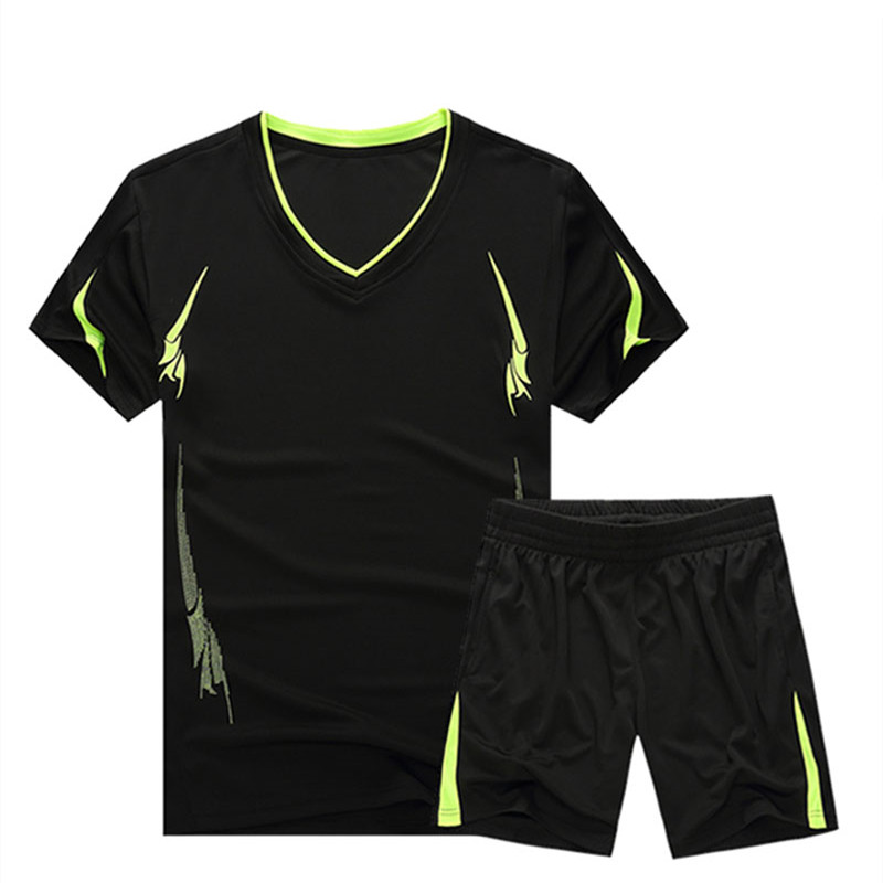 Men's Sports Tshirt+short Pants Suits Soccer Football Shirt Pants Quick Drying Running Sports Wear
