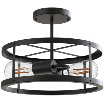 LOHAS 13 2-Light Matte Black Vintage Ceiling Pendant Light