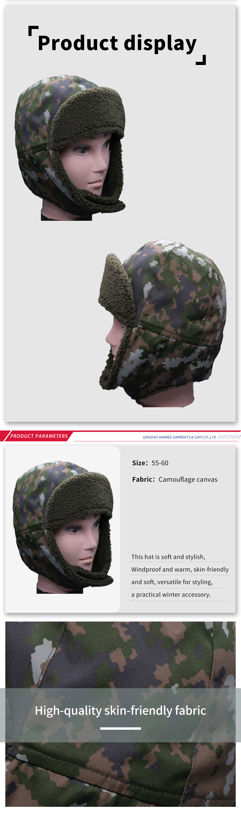 Military Style Camouflage Winter Headwear