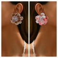 Handmade 3D Flower Stud Earrings with Colorful Rhinestones
