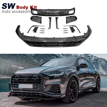 SW สไตล์คาร์บอนไฟเบอร์ที่ชุดบอดี้สำหรับ Audi Q8 - ริมฝีปากด้านหน้า, diffuser ด้านหลัง, กันชนด้านหน้าและชิ้นส่วนประสิทธิภาพ