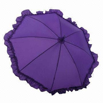 Children's Kid Umbrella with Fabric Canopy, Curved Plastic Handle, Various Designs Available