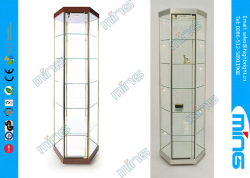 Shopping Mall Glass Display Showcases / Hexagonal Tower Case