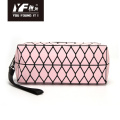 Geometric design pink PVC hand bag