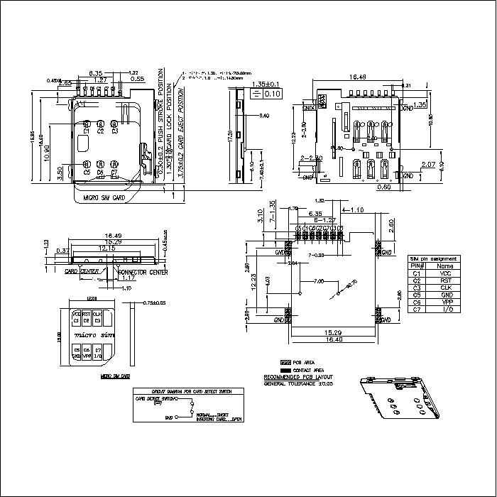 MICRO SD CARD series with boss 1.35mm height connector ATK-MSIM135BA004