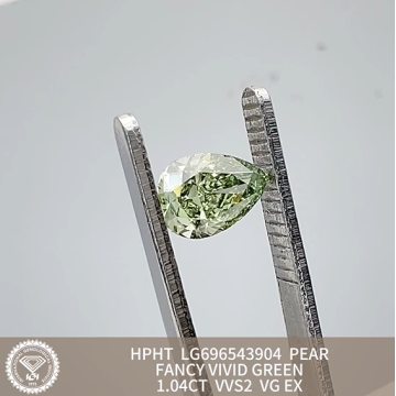 Pear Fancy Vivid Green Lab Diamond 1.04CT VVS2