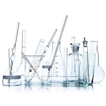 Glasse de laboratoire: flacons coniques, boîtes de Pétri, mesurer les cylindres et plus