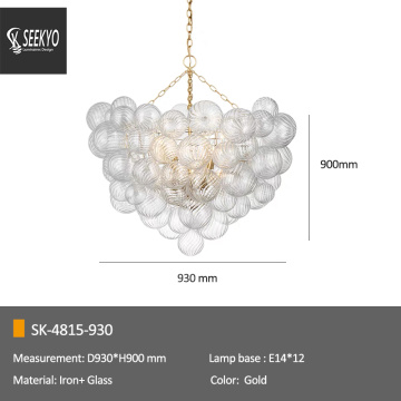 Modern Pendant Chandelier Spiral-textured glass orb pendant gold chandelier Manufactory