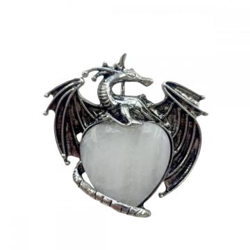 Gemstone Turquoise Heart Alloy Wings Dragon & Pterosaur Stone Pendant Natural Stone Dragon Pendant for DIY Jewelry Making Charm