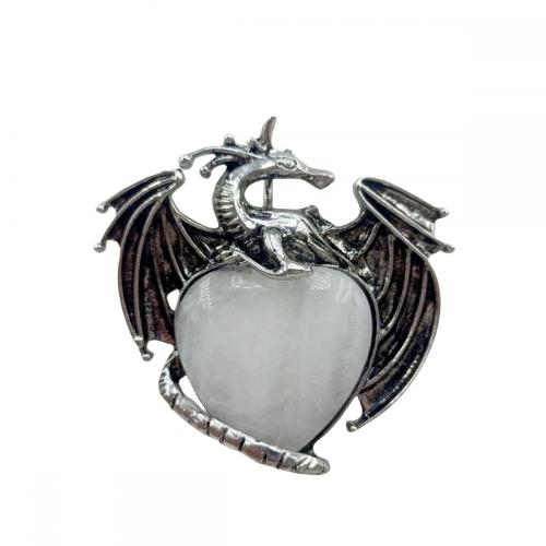 Gemstone Turquoise Heart Alloy Wings Dragon & Pterosaur Stone Pendant Natural Stone Dragon Pendant for DIY Jewelry Making Charm