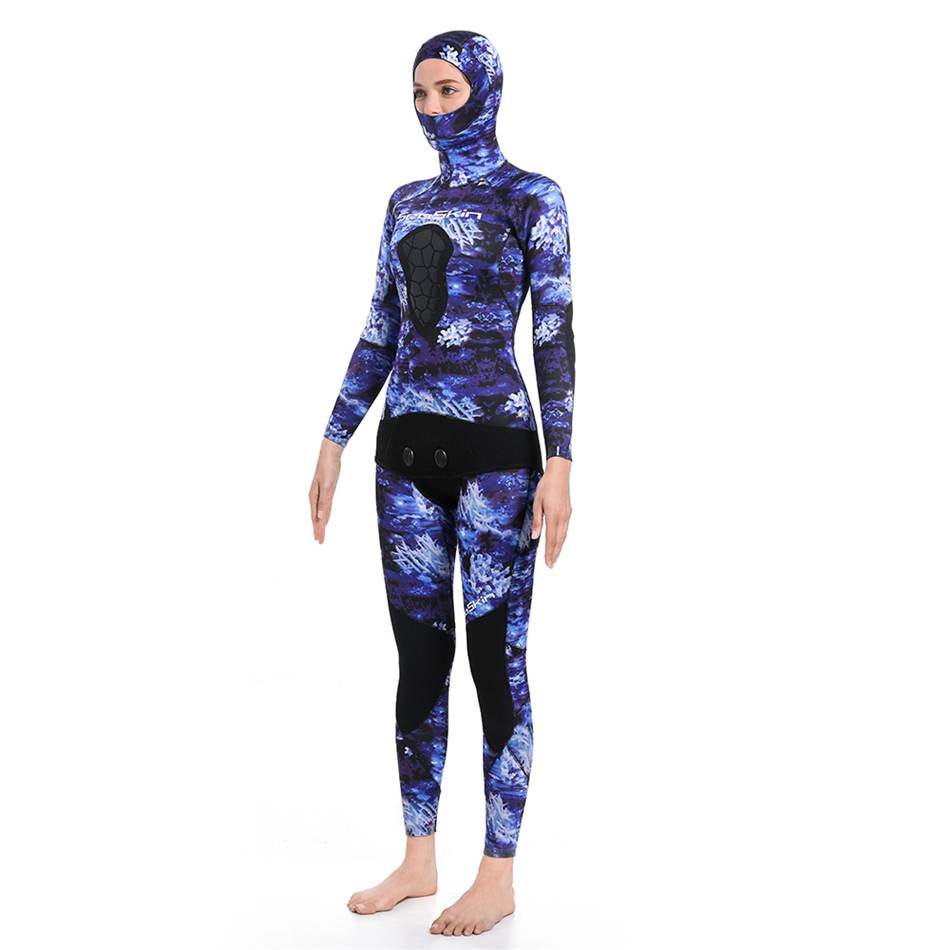 Seackin Lady Hooded Δύο κομμάτια σακάκι camo wetsuits