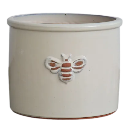 Outdoor Ceramic Glazed Flower Pot Cylinder Bee Pot