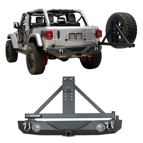 Steel Black Rear Bumper with Tire Carrier for Wrangler JL 2018-2021