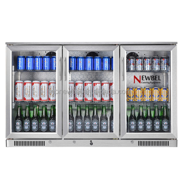 Newbel 3 Glass Doors Automatic Defrost Commercial Back Bar Beer Display Fridge