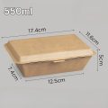 550ml Hinged‑Lid Kraft Paper Takeaway Container