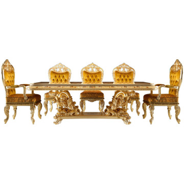 Nouvelle table à manger sculptée en bois massif personnalisable de luxe à chaud à chaud