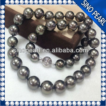 AA 11-12mm Natural Black Tahiti Pearl Necklace PN002