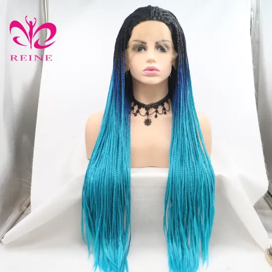 Glueless Afro Synthetic Fiber Braid Wig Ombre Long Hair Wigs For Black Women