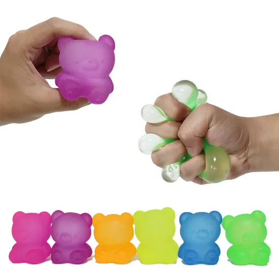 Hot Selling 7cm Unisex Decompression Glow-in-the-Dark Cartoon Bear Fidget Toy - Soft TPR Material