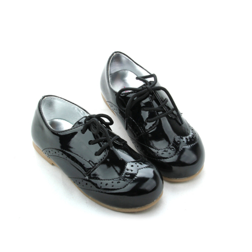 حذاء أكسفورد جلد أسود للأطفال