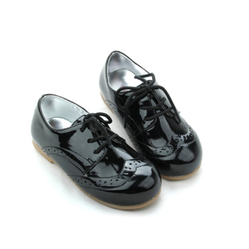 Sapatos Oxford de couro genuíno infantil preto