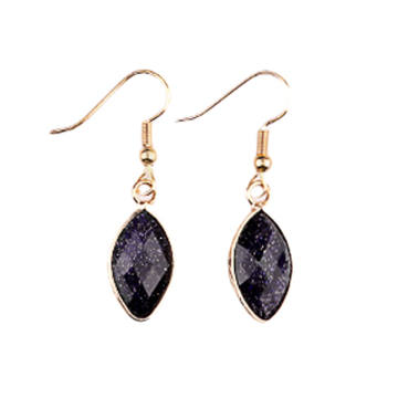 Blue Goldstone sfaccettato a sospensione per occhio per occhio d'oro Gold Women Drop Erecchini
