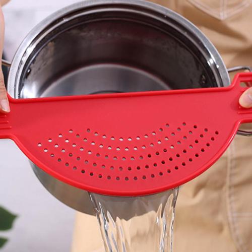 Rice Wash Sieve Beans Vegetable Fruits Cleaning Clip Filter Strainers Leakproof Baffle Kitchen Gadget Pot Side Drainer