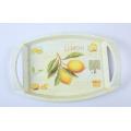 customized decal serving melamine tray with handle