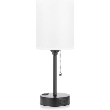 Bedside Table Lamp With USB And Outlet