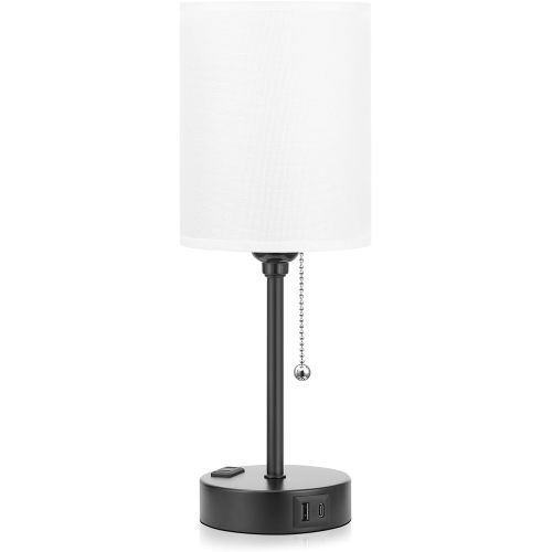 Bedside Table Lamp With USB And Outlet