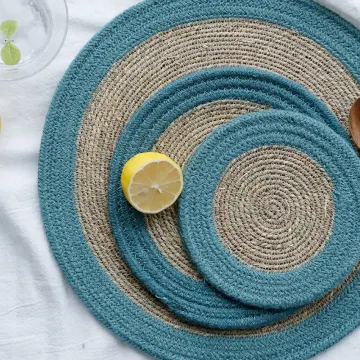 3PCS Cup Mats Round Natural Jute Straw Braid Bowl Pad Kitchen Decoration Accessories Insulation Placemats Table Padding